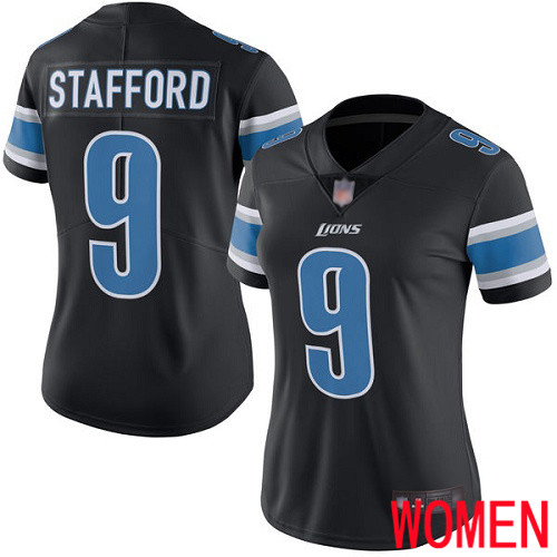 Detroit Lions Limited Black Women Matthew Stafford Jersey NFL Football #9 Rush Vapor Untouchable